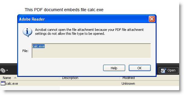 "Особенность" формата PDF позволяет запускать встроенные .exe файлы